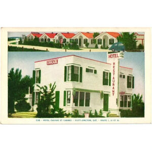 138 HOTEL CASCADE ET CABINES SCOTT-JONCTION, QUÉ. ROUTE 1, 23 ET 28. Post Card